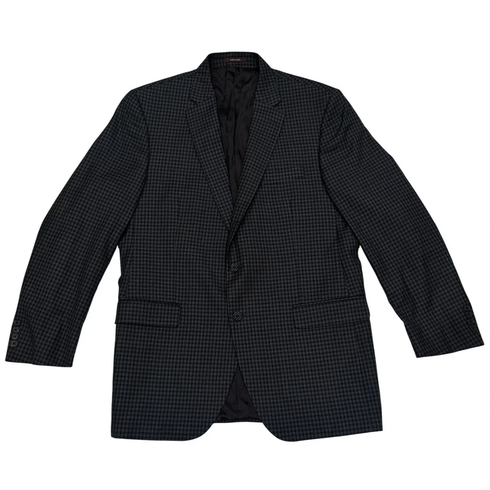 Peter Millar‎ Mens Micro Plaid Blazer 44T Wool Two Button Sport Coat Made Canada
